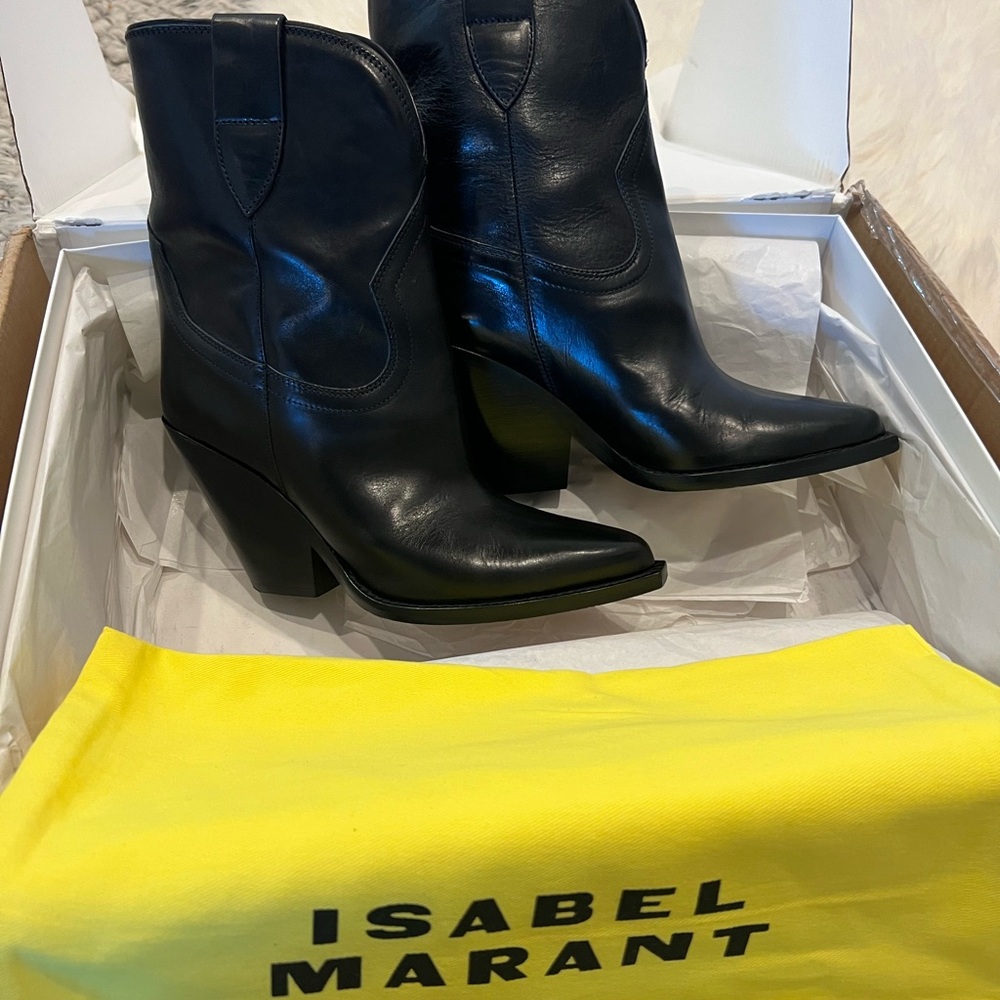 Brand New in Box Isabel Marant Leyane Black Leather Ankle Boots